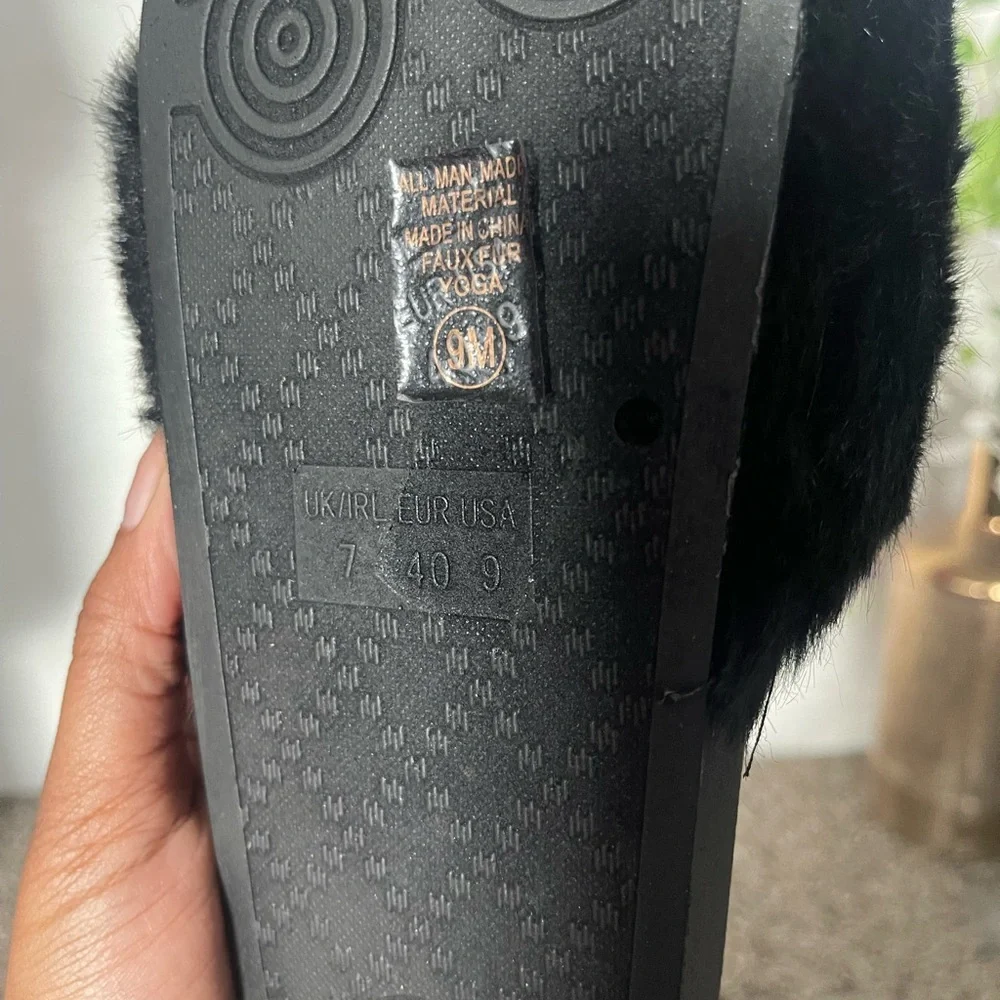 Unr8ed Black Faux Fur Slide Sandal - Picture 6 of 9